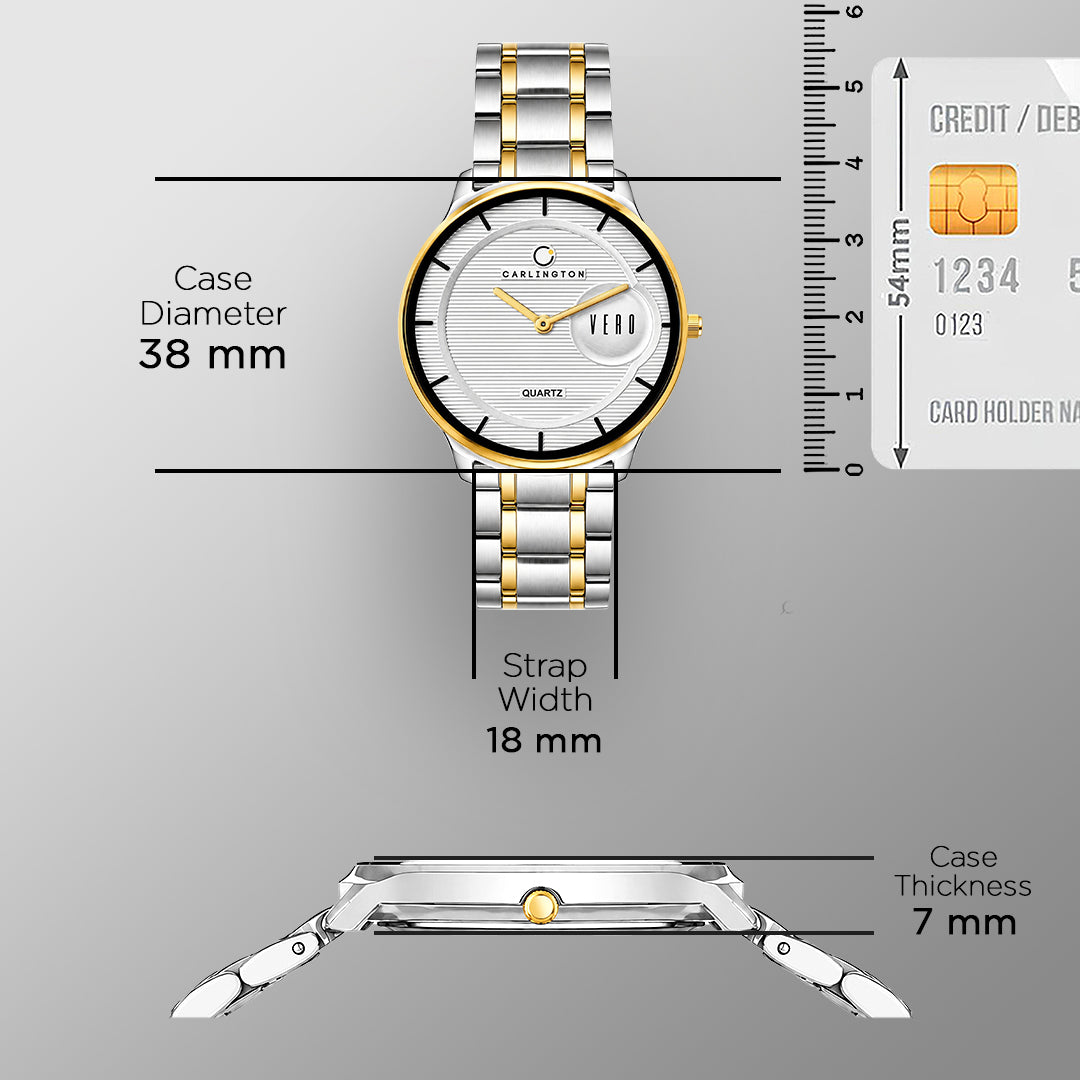Carlington Vero Series Slim Analog Wrist Watches Stainless Steel Strap for Men CT1122