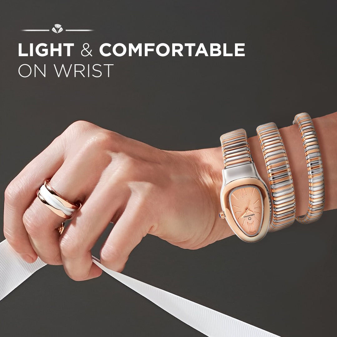 Carlington Scarlet Collection Women’s Analog Oval Dial Rose Gold Two Tone Stainless Steel Strap Watch – Wristwatch with Gift Box - CT 501 Two Tone Rose