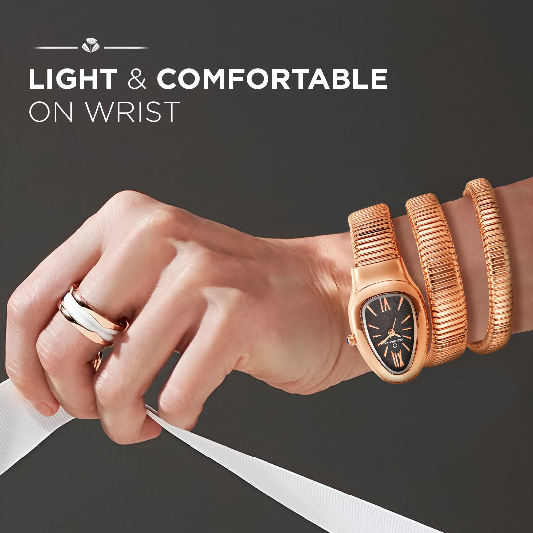 Carlington Elegant Snake Band Analog Women's Watch – Premium Stainless Steel Strap, Oval Designer Dial, Water-Resistant Ladies Watch for Party & Casual Wear Premium Gift Watch for Women