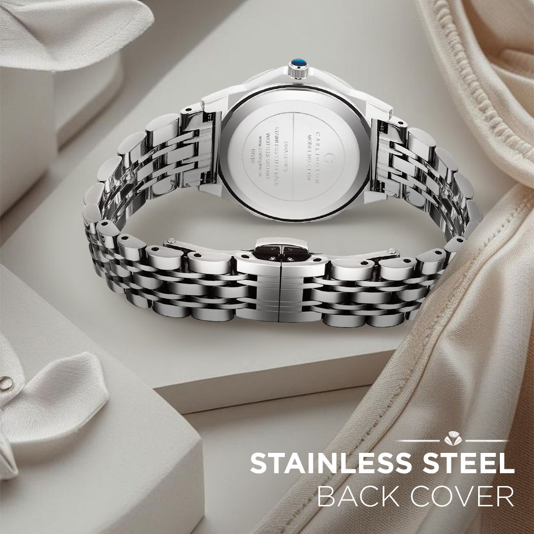 Carlington Diva Series Analog Women Wrist Watches with Stainless Steel Chain Strap | Premium Fashion Watches for Ladies | CT - 104