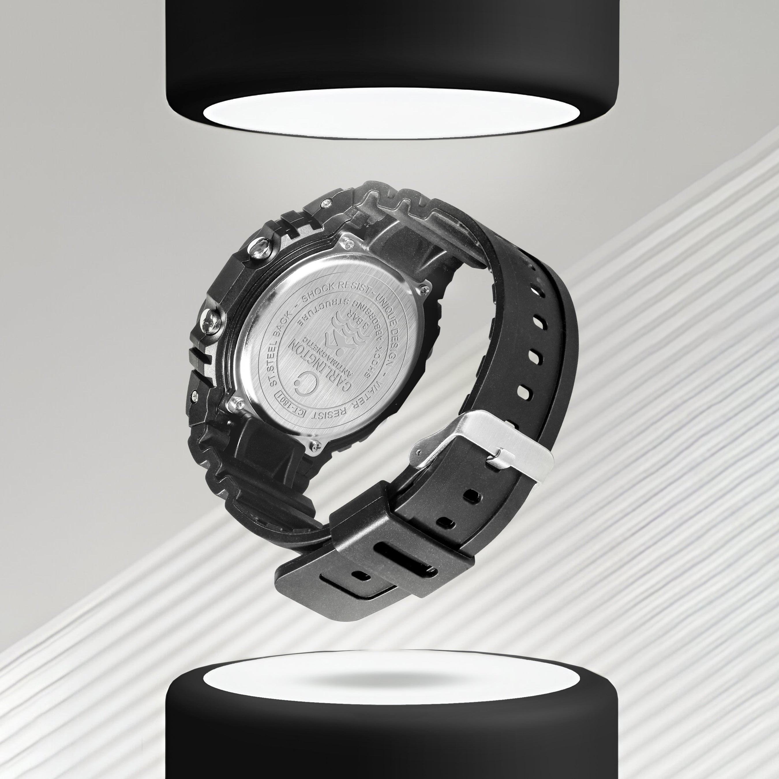 Carlington Digital Sports Watch Dual Time, Alarm, Calendar, Stopwatch, Water-Resistant, Shock-Resistant, Back Light Display. The Perfect Watch for Men - CT 1801
