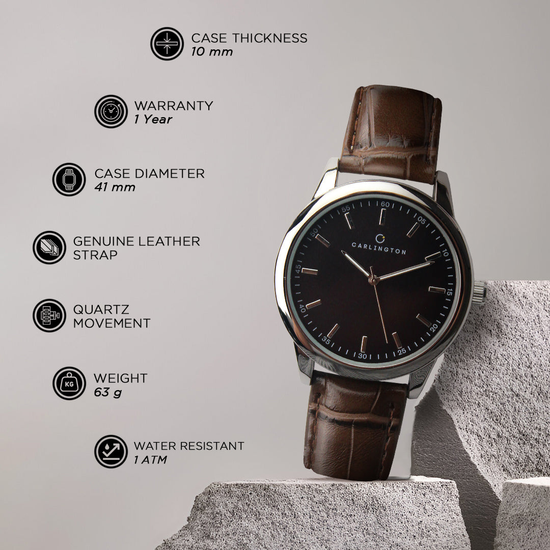 Carlington Aristocrat Series Analog Watches for Men with Premium Leather Strap - CT 1077