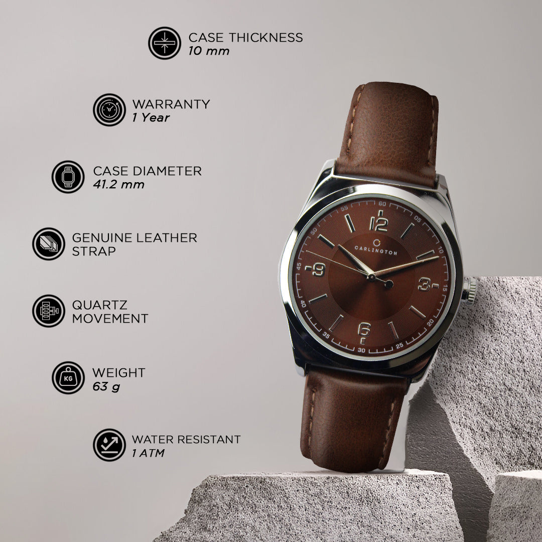 Carlington Aristocrat Series Analog Watches for Men with Premium Leather Strap - CT 1072