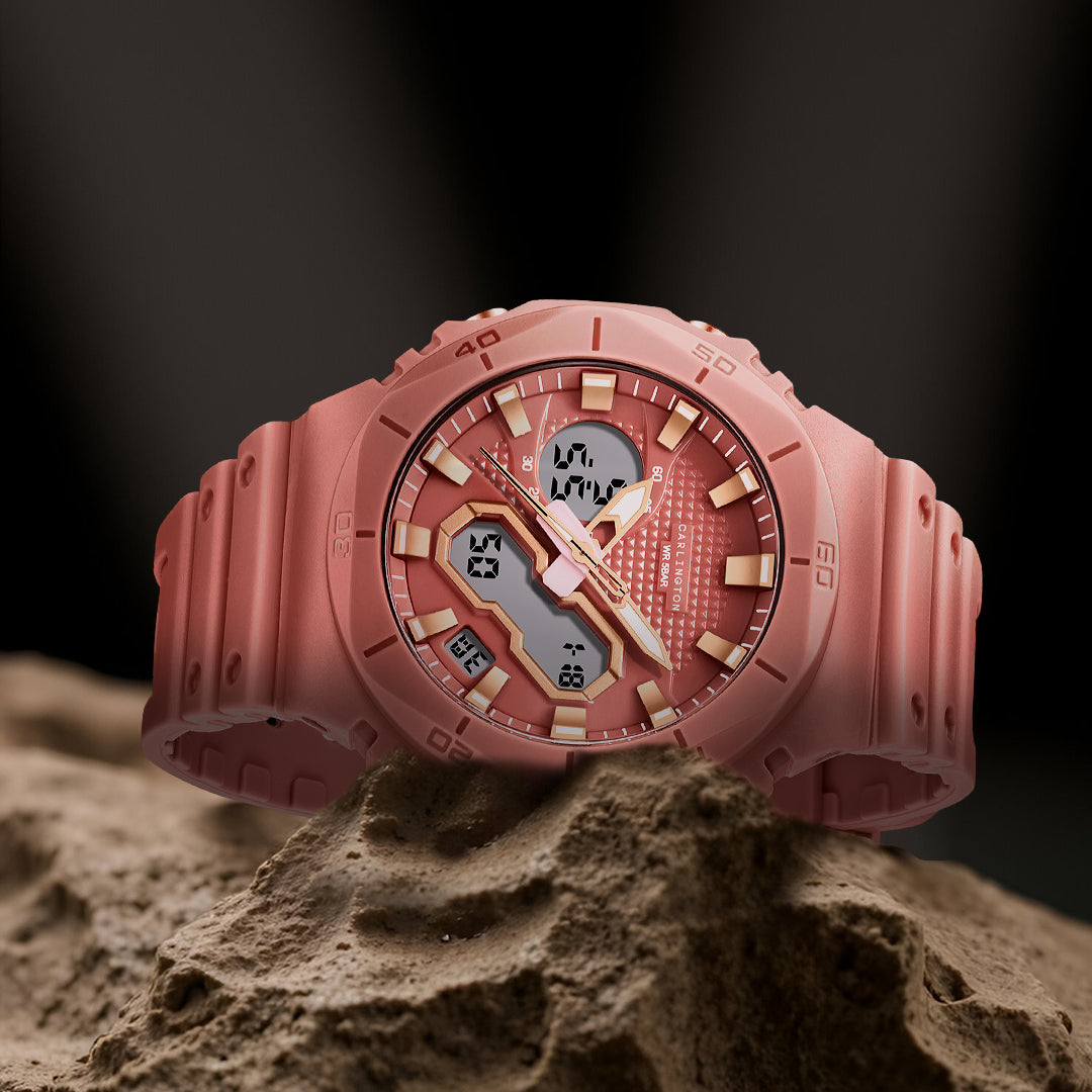 Carlington Velocity Series Analog-Digital Sports Watches for Men and Boys with Alarm, Stopwatch, Backlit Display, Dualtime, Silicone Rubber Strap, Water & Shock Resiatant - CT_8120