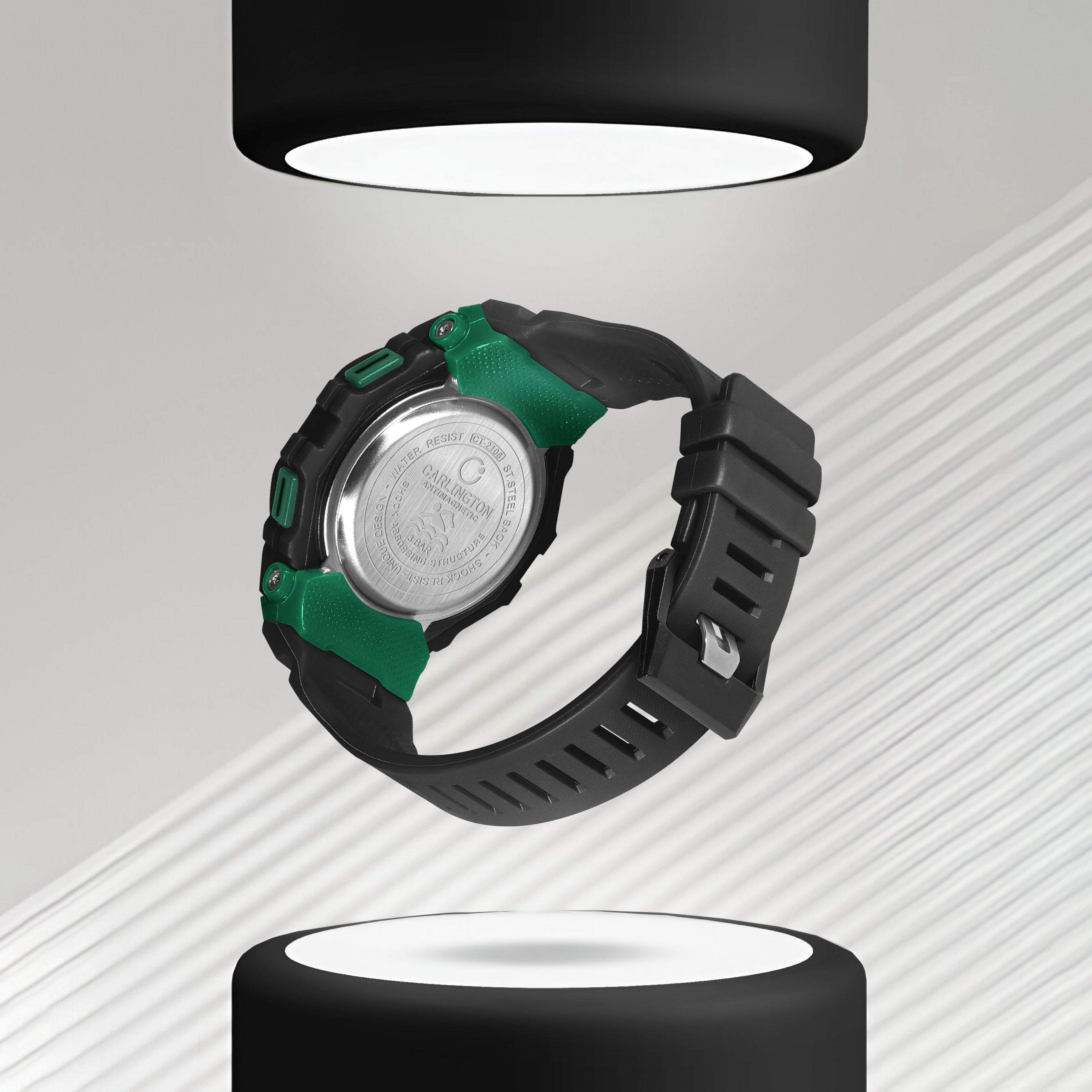 Carlington Digital Sports Watch, Dual Time, Alarm, Calendar, Stopwatch, Water-Resistant, Shock-Resistant, Back Light Display. The Perfect Watch for Men - CT 2106