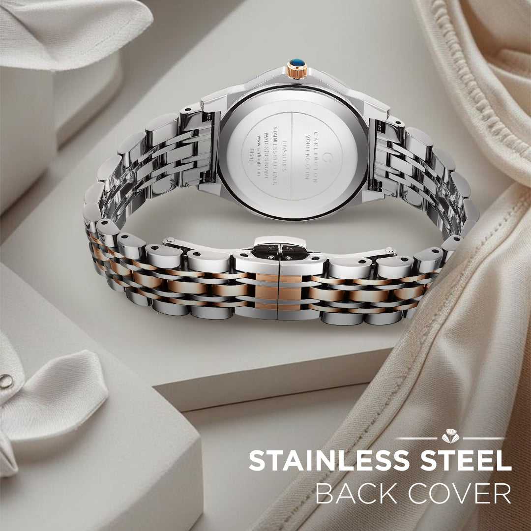 Carlington Diva Series Analog Women Wrist Watches with Stainless Steel Chain Strap | Premium Fashion Watches for Ladies | CT - 104