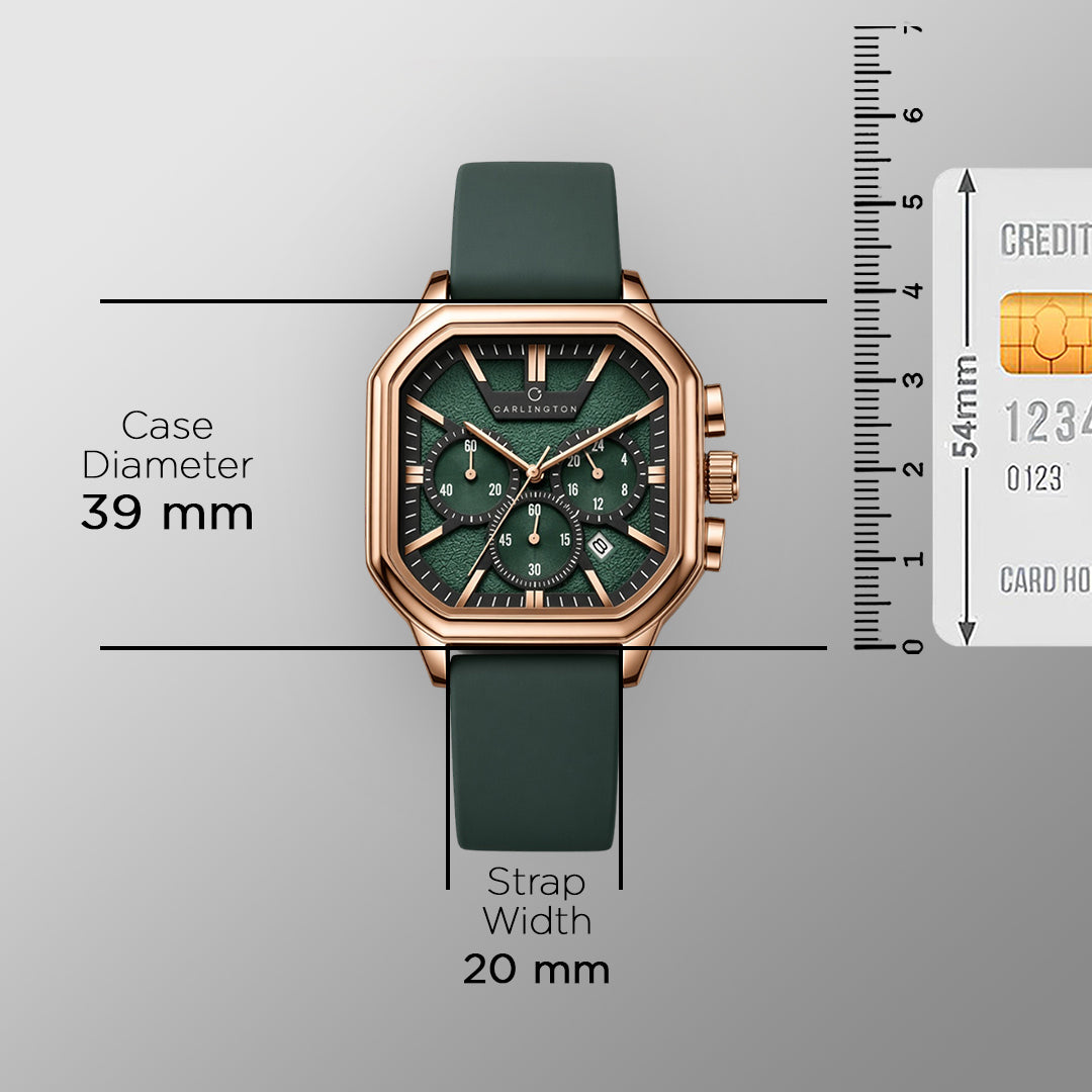 Carlington ASTRO 053 Geodetic Green – Premium Men's Chronograph-Style Analog Quartz Watch