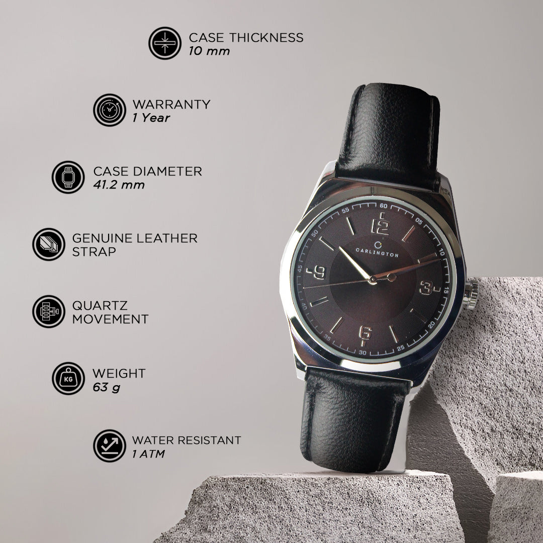 Carlington Aristocrat Series Analog Watches for Men with Premium Leather Strap - CT 1072