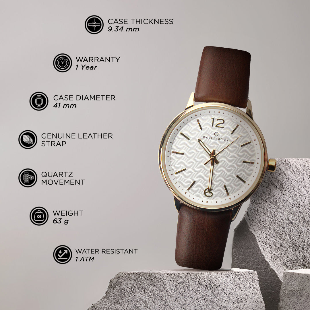 Carlington Aristocrat Series Analog Watches for Men with Premium Leather Strap - CT 1071