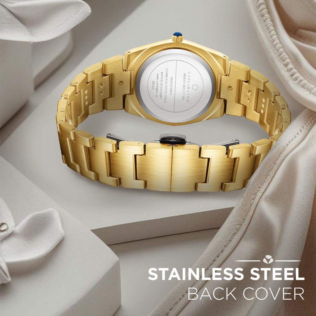 Carlington Diva Series Analog Women Wrist Watches with Stainless Steel Chain Strap | Premium Fashion Watches for Ladies | CT - 101