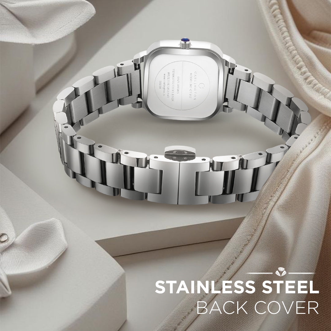 Carlington Diva Series Analog Women Wrist Watches with Stainless Steel Chain Strap | Premium Fashion Watches for Ladies | CT - 112