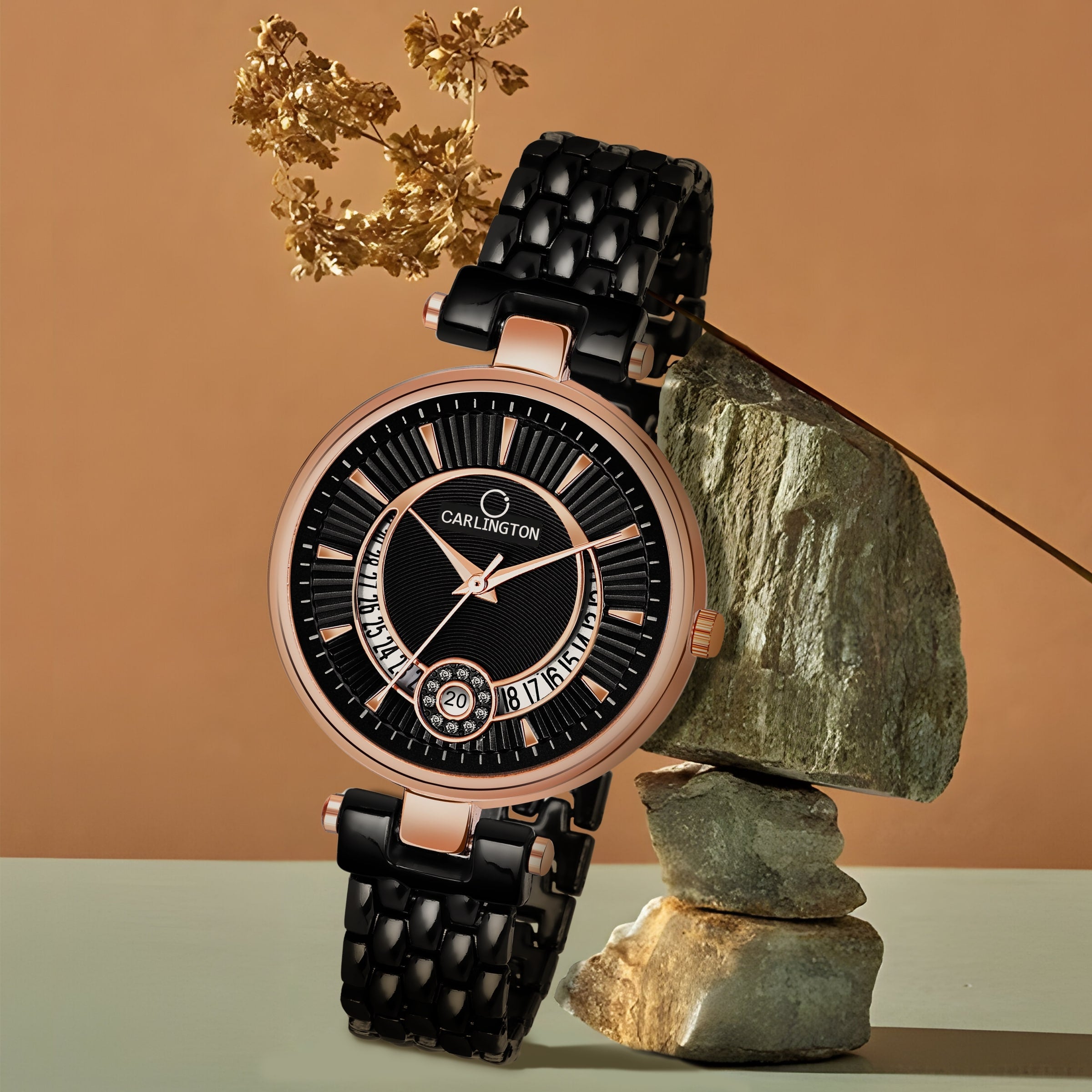 Carlington analog women's watch bella black