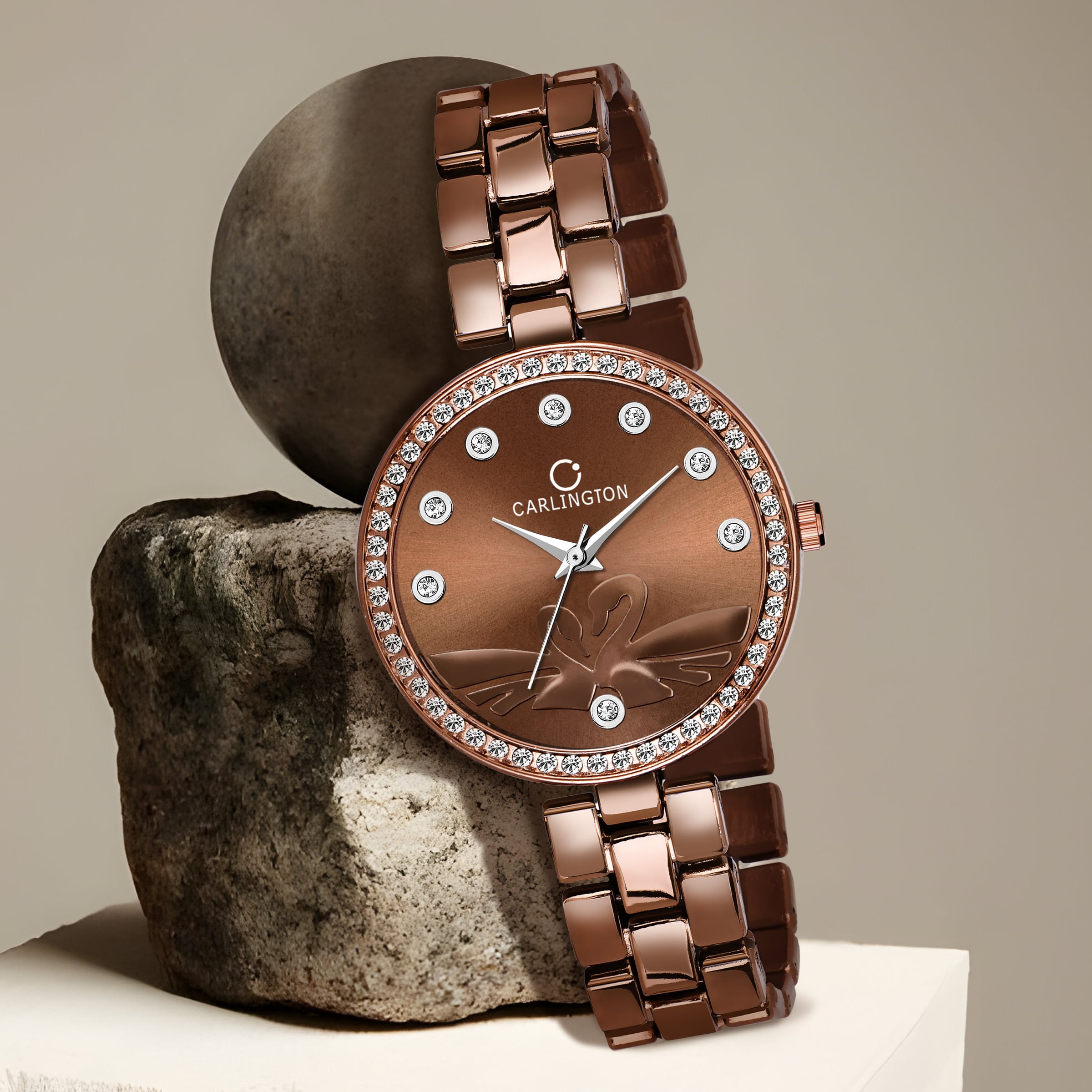 Carlington analog women's watch duck brown