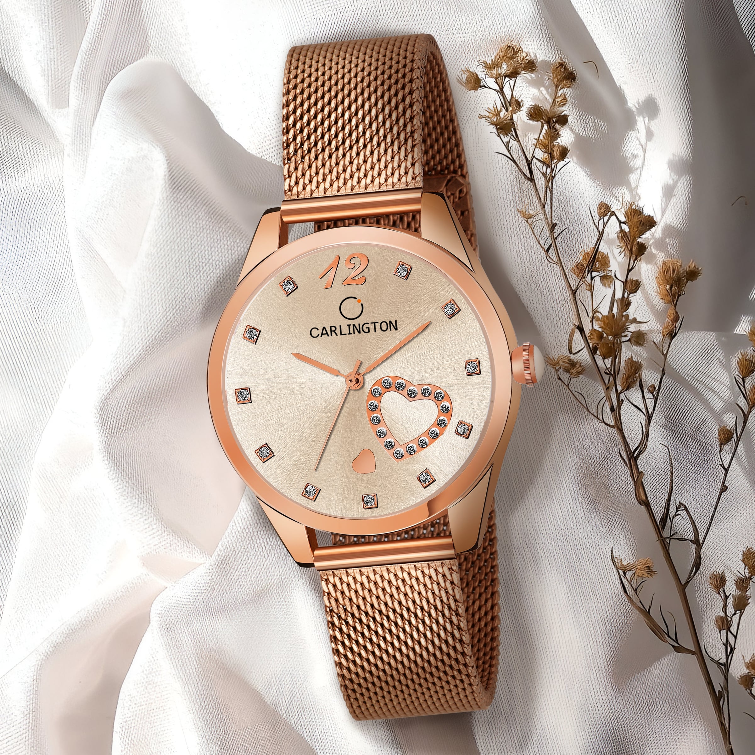 Carlington elite analog ladies watch CT 2006 rosegold