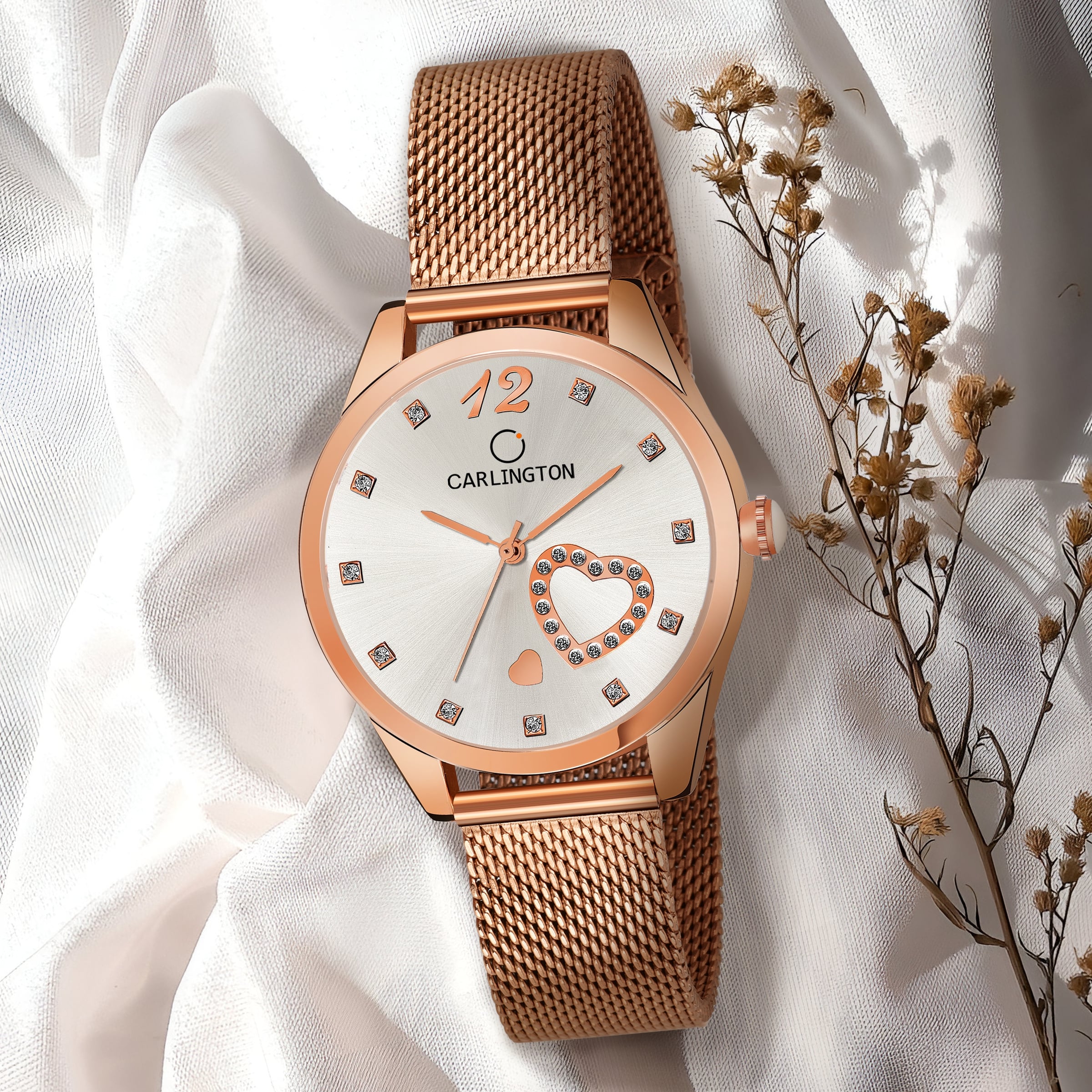 Carlington elite analog ladies watch CT 2006 rosewhite