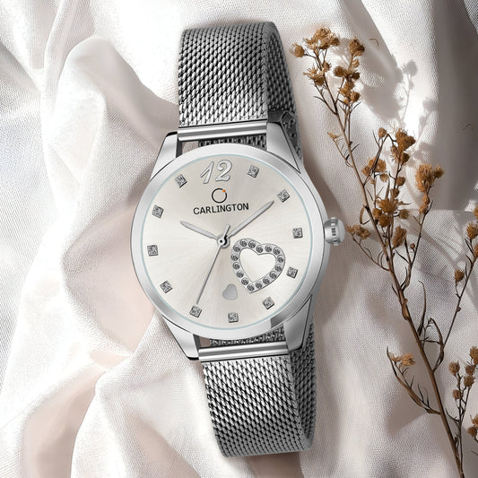 Carlington elite analog ladies watch CT 2006 silver