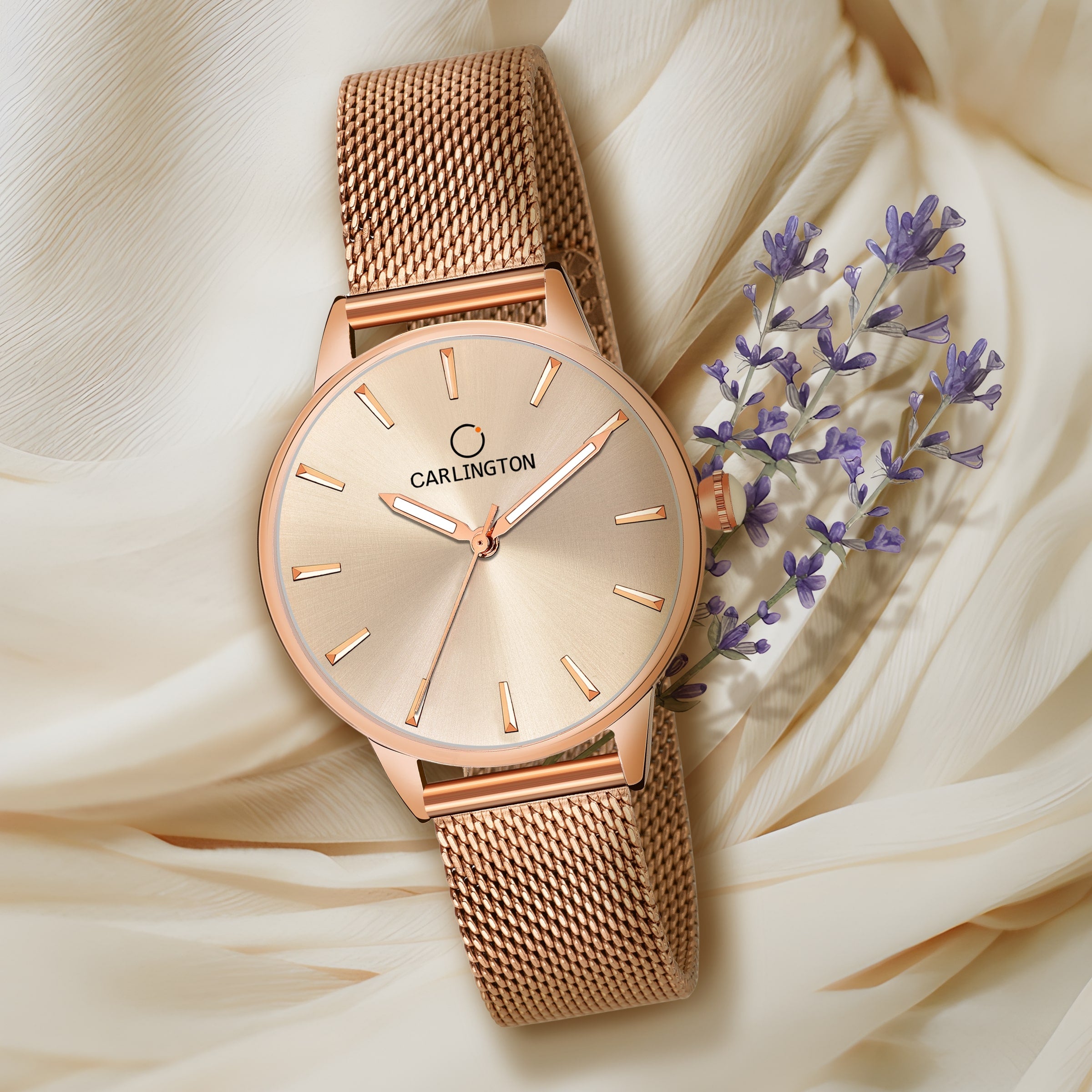 Carlington elite analog ladies watch CT 2007 rosegold