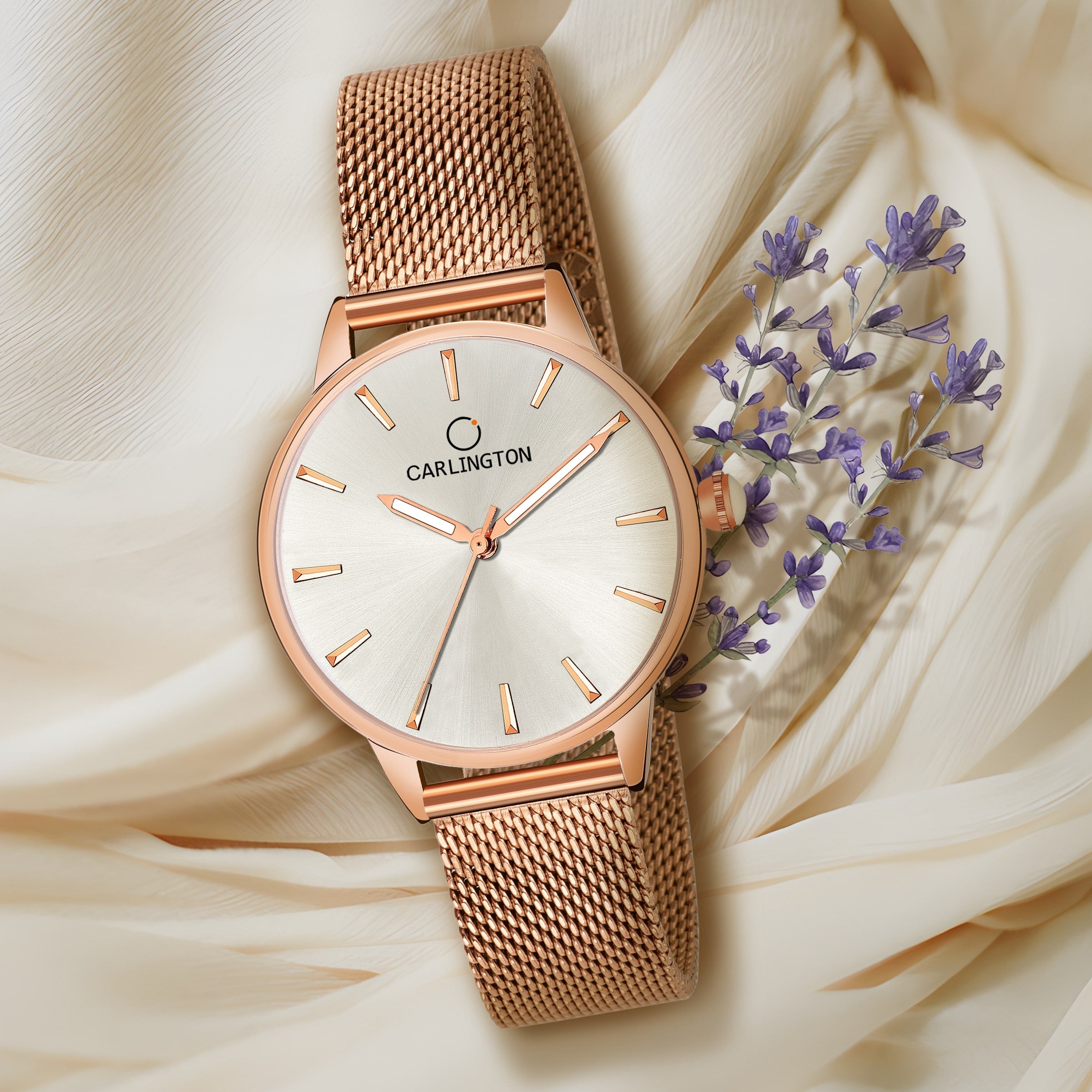Carlington elite analog ladies watch CT 2007 rosewhite