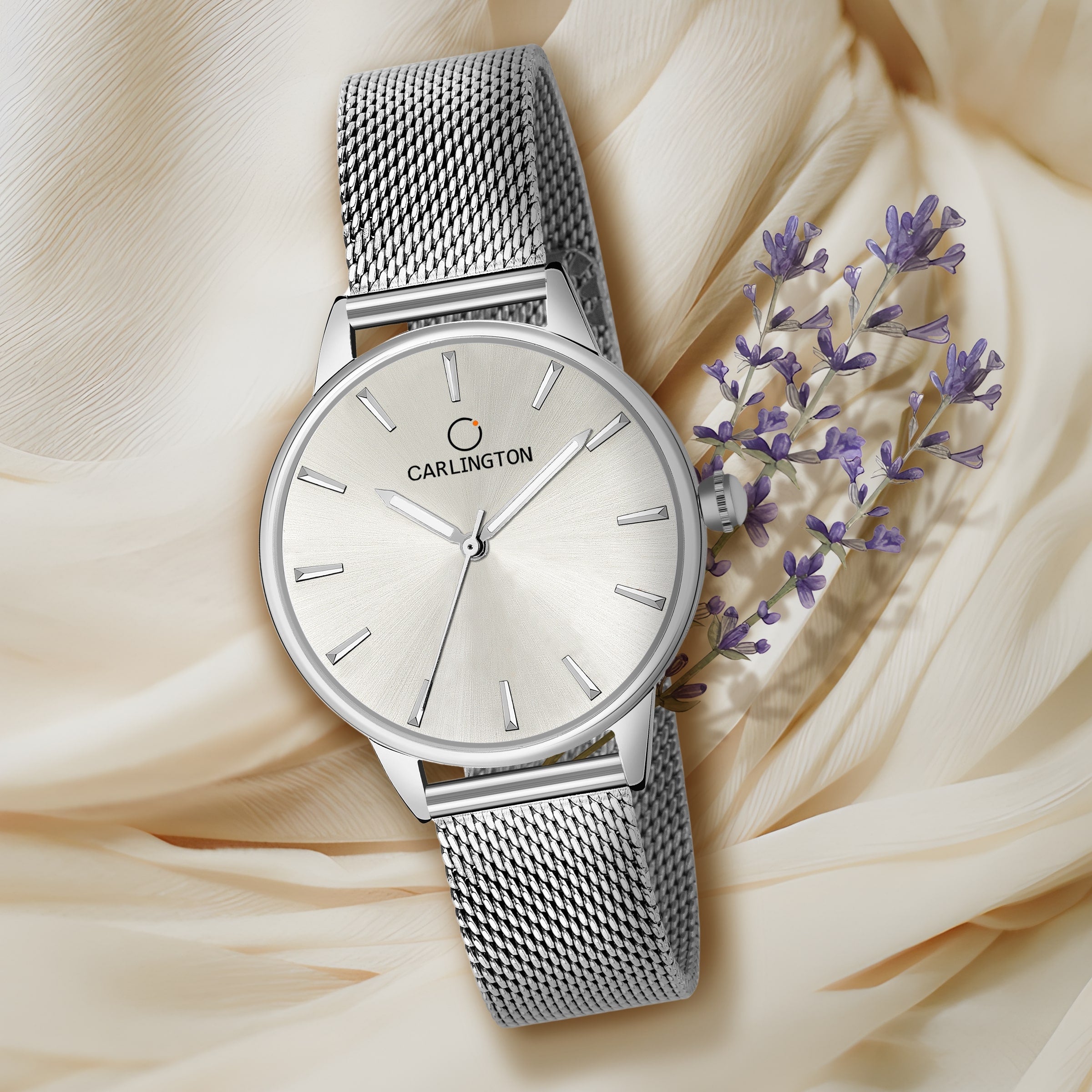 Carlington elite analog ladies watch CT 2007 silver