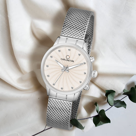 Carlington elite analog ladies watch CT 2017 silver
