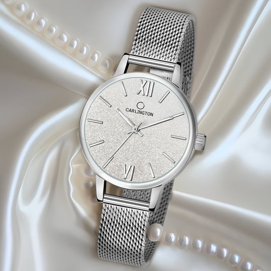 Carlington elite analog ladies watch CT 2018 silver