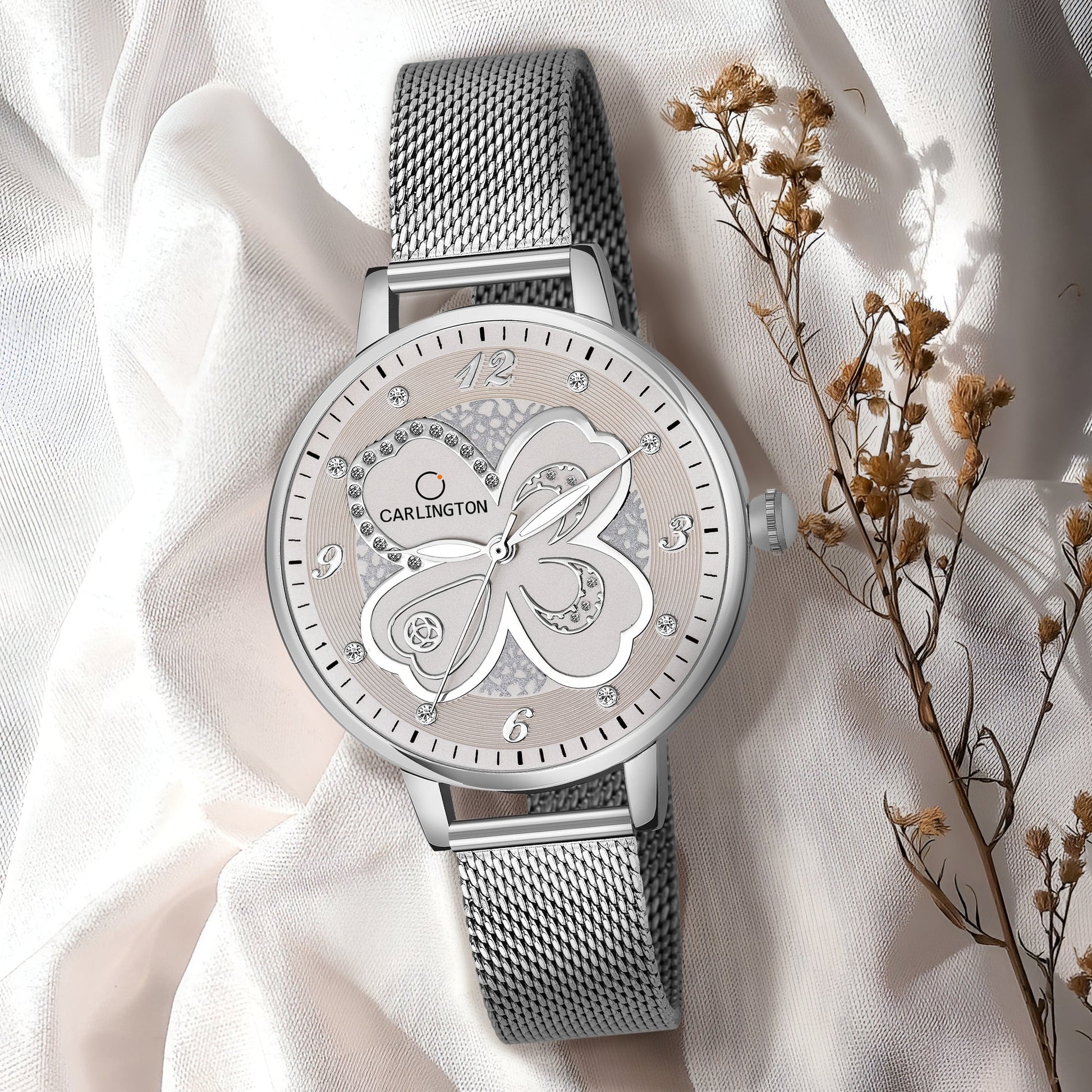 Carlington elite analog ladies watch CT 2019 silver