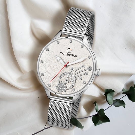 Carlington elite analog ladies watch CT 2020 silver
