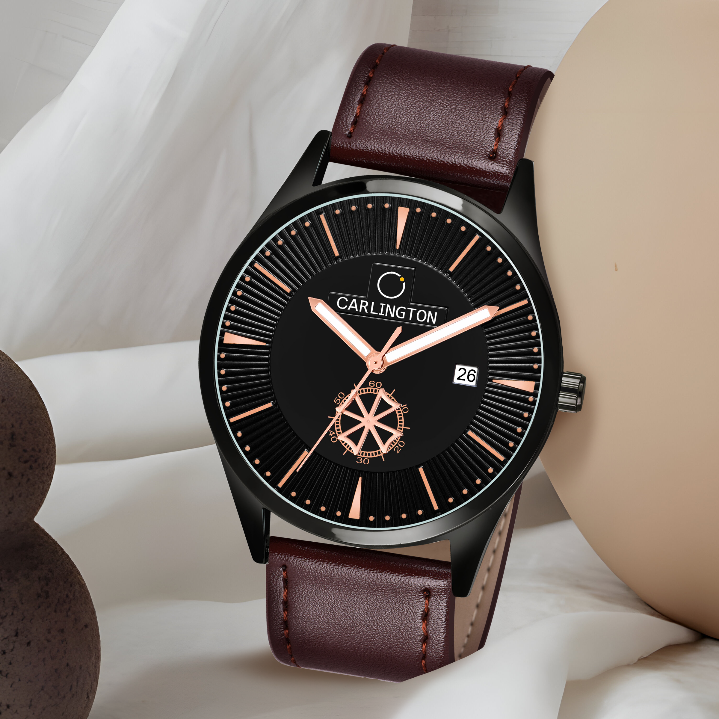 Carlington elite analog men's watch ct1020 brown