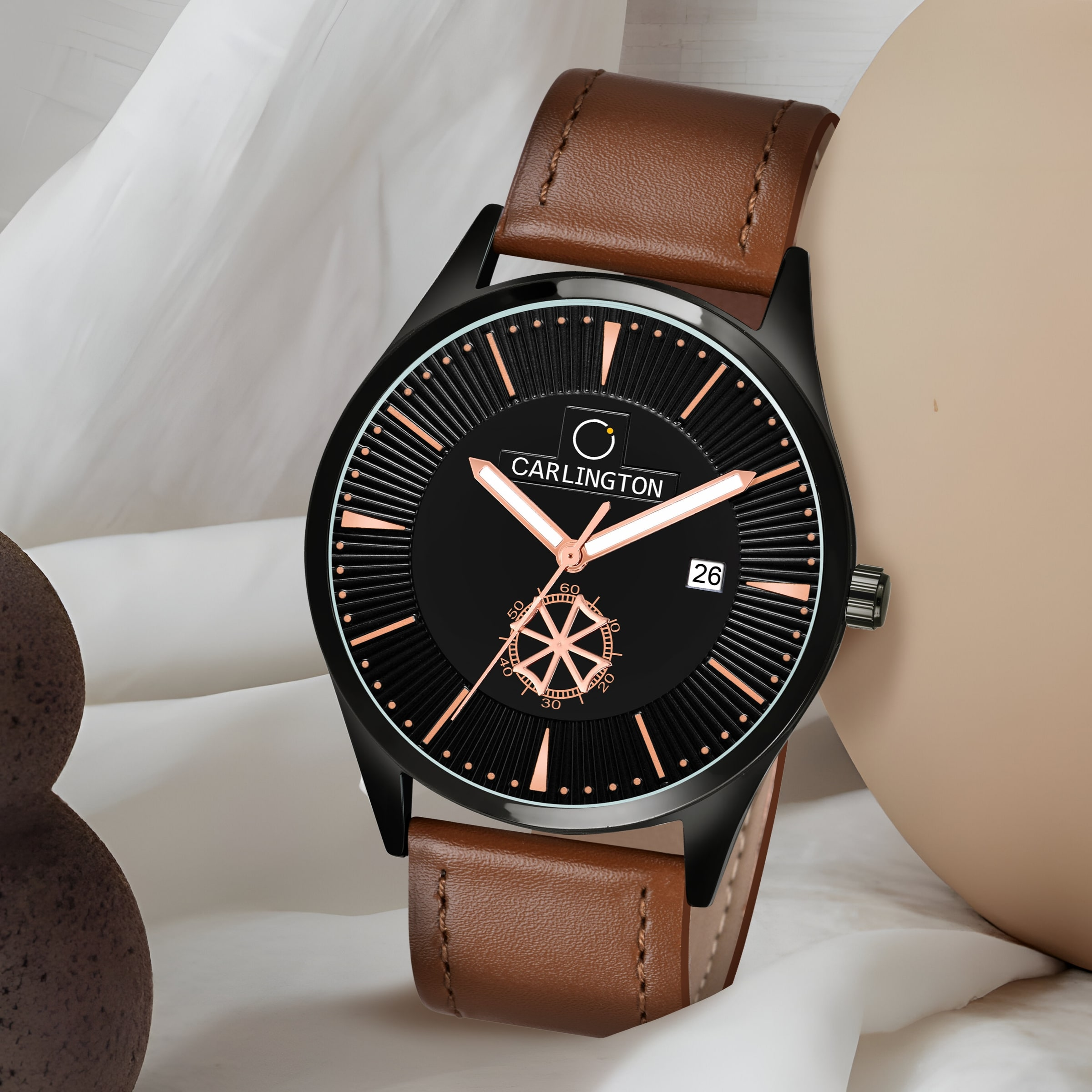 Carlington elite analog men's watch ct1020 tanblack