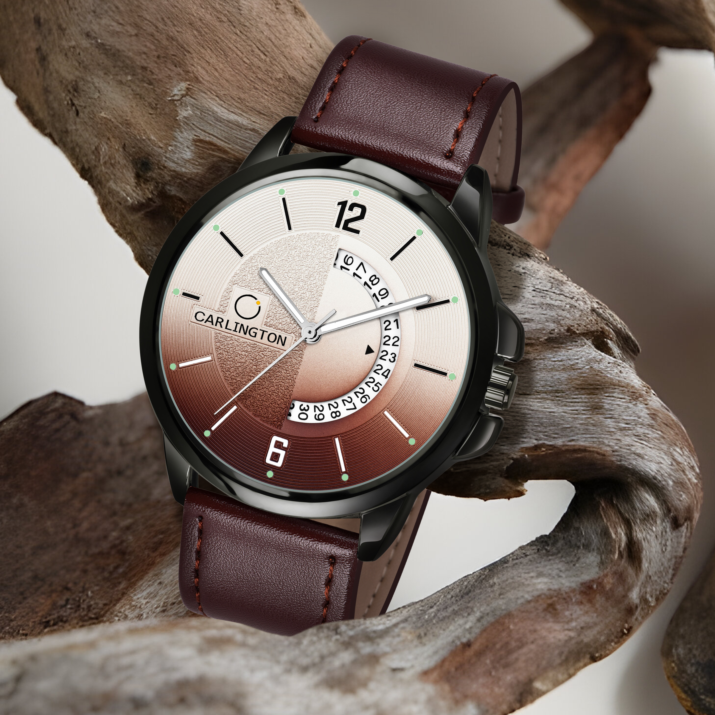 Carlington elite analog men's watch ct1030 brown