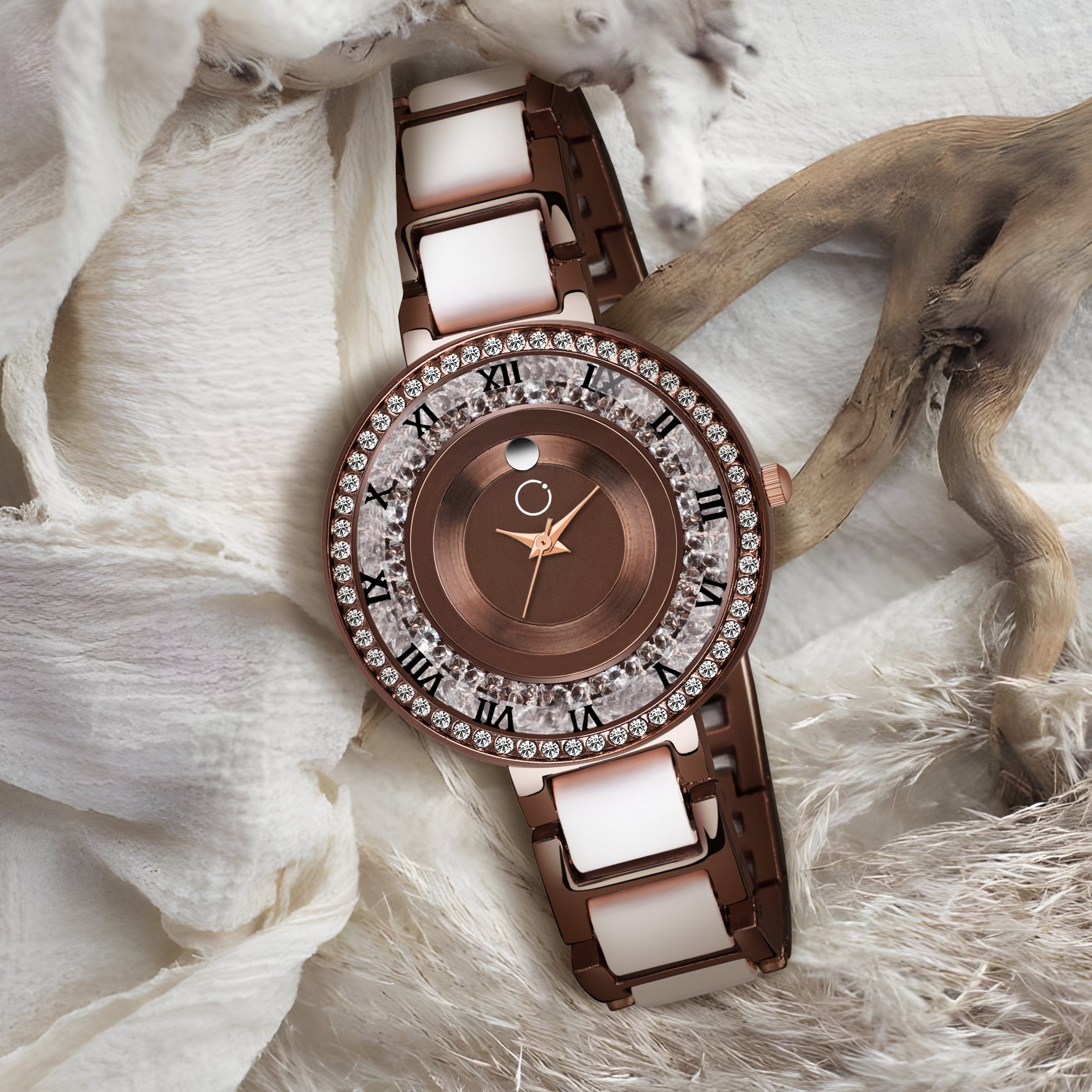 Carlington mova analog women's watch brownwhite