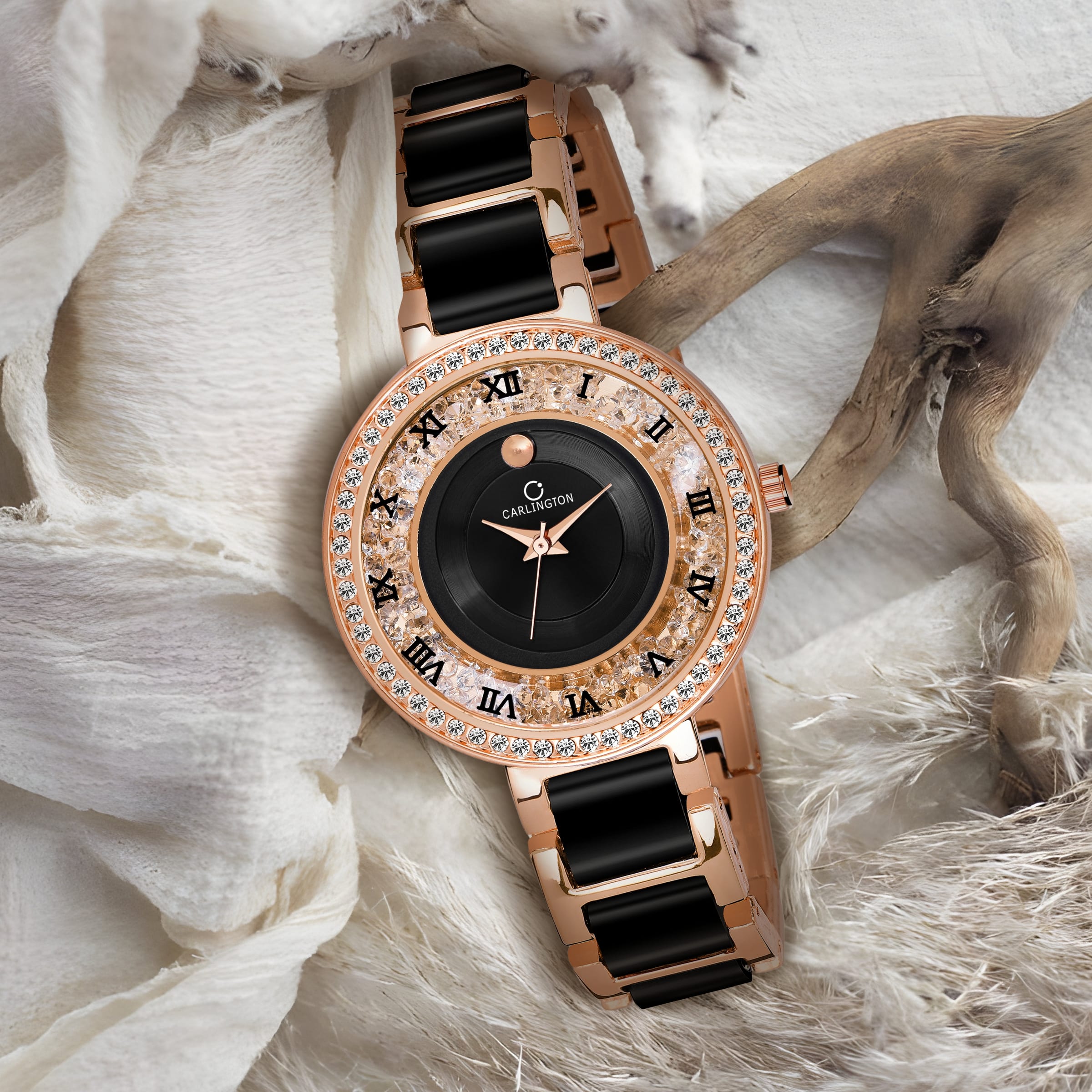 Carlington mova analog women's watch rosegold