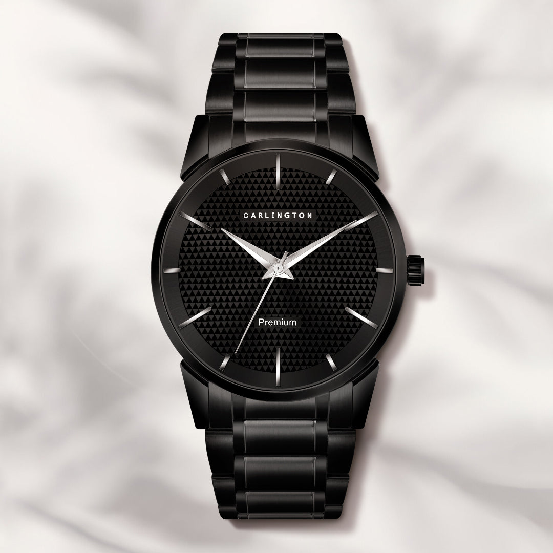 Carliongton premium black analog mens's watch 6010