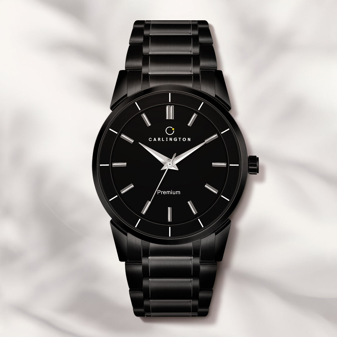 Carliongton premium black analog mens's watch 6040