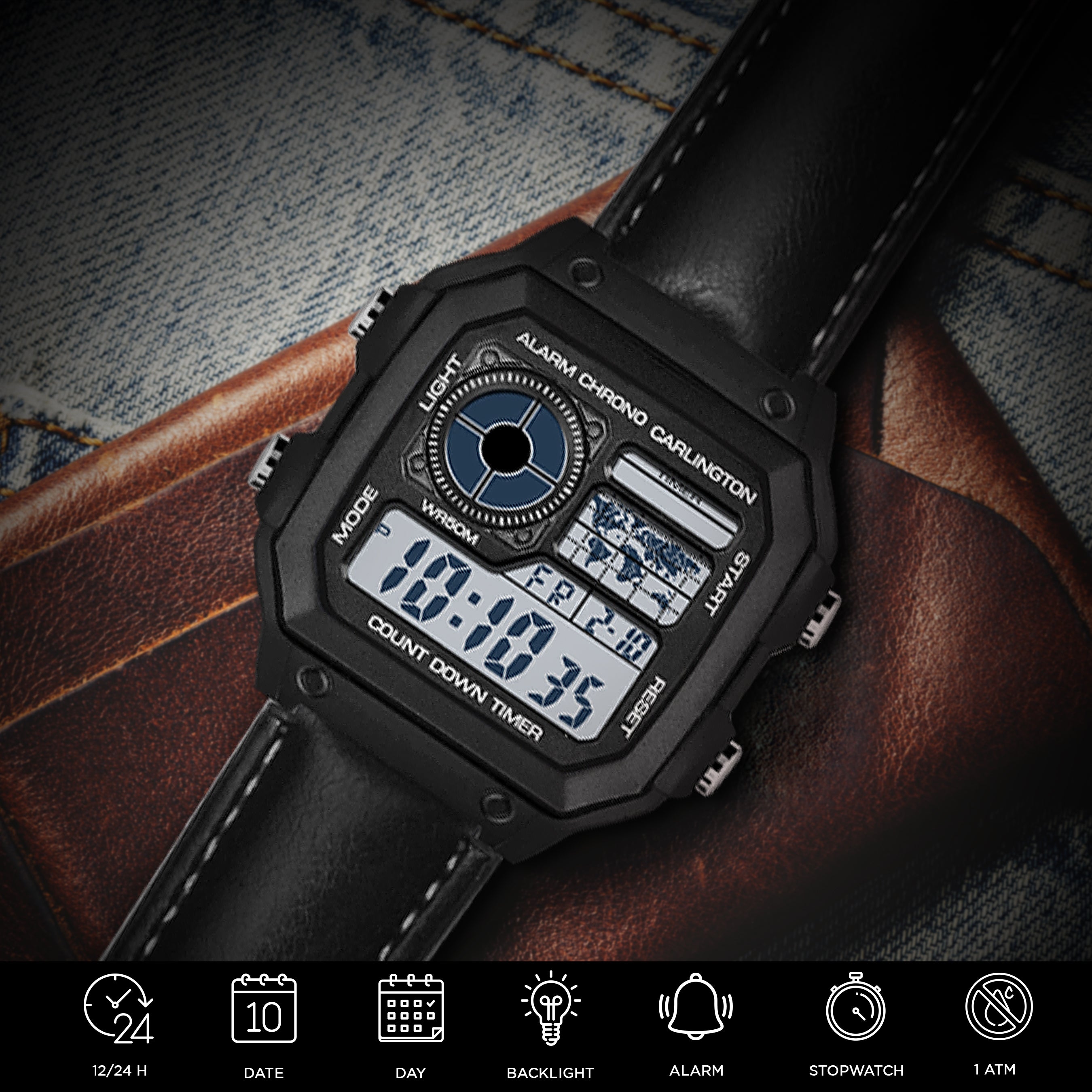 Carlington Endurance Series Digital Wrist Watches for Men with Transparent Case Cover - CT_9079