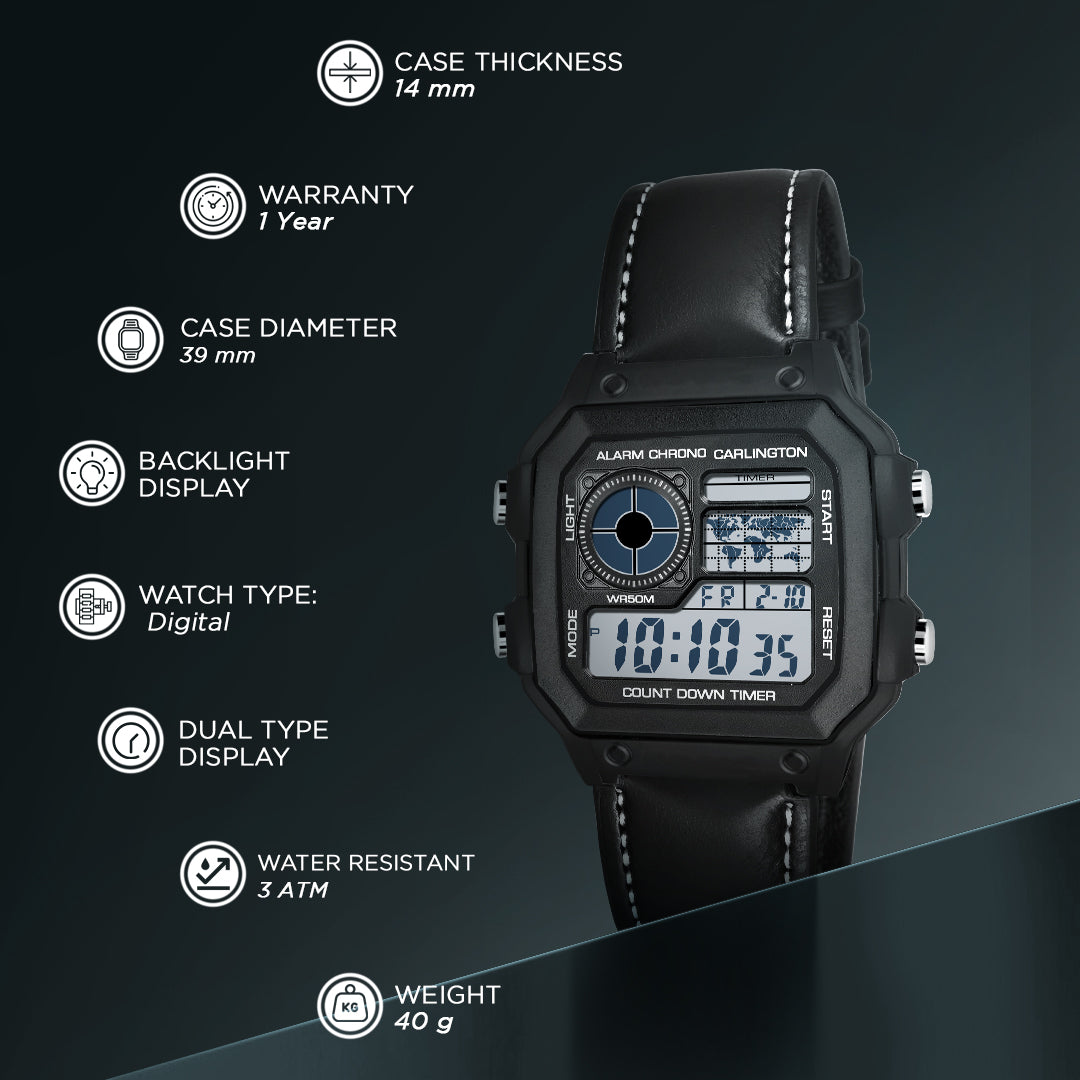 Carlington Endurance Series Digital Wrist Watches for Men with Transparent Case Cover - CT_9079
