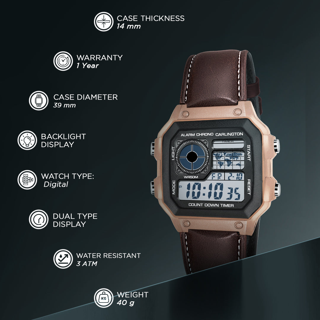 Carlington Endurance Series Digital Wrist Watches for Men with Transparent Case Cover - CT_9079