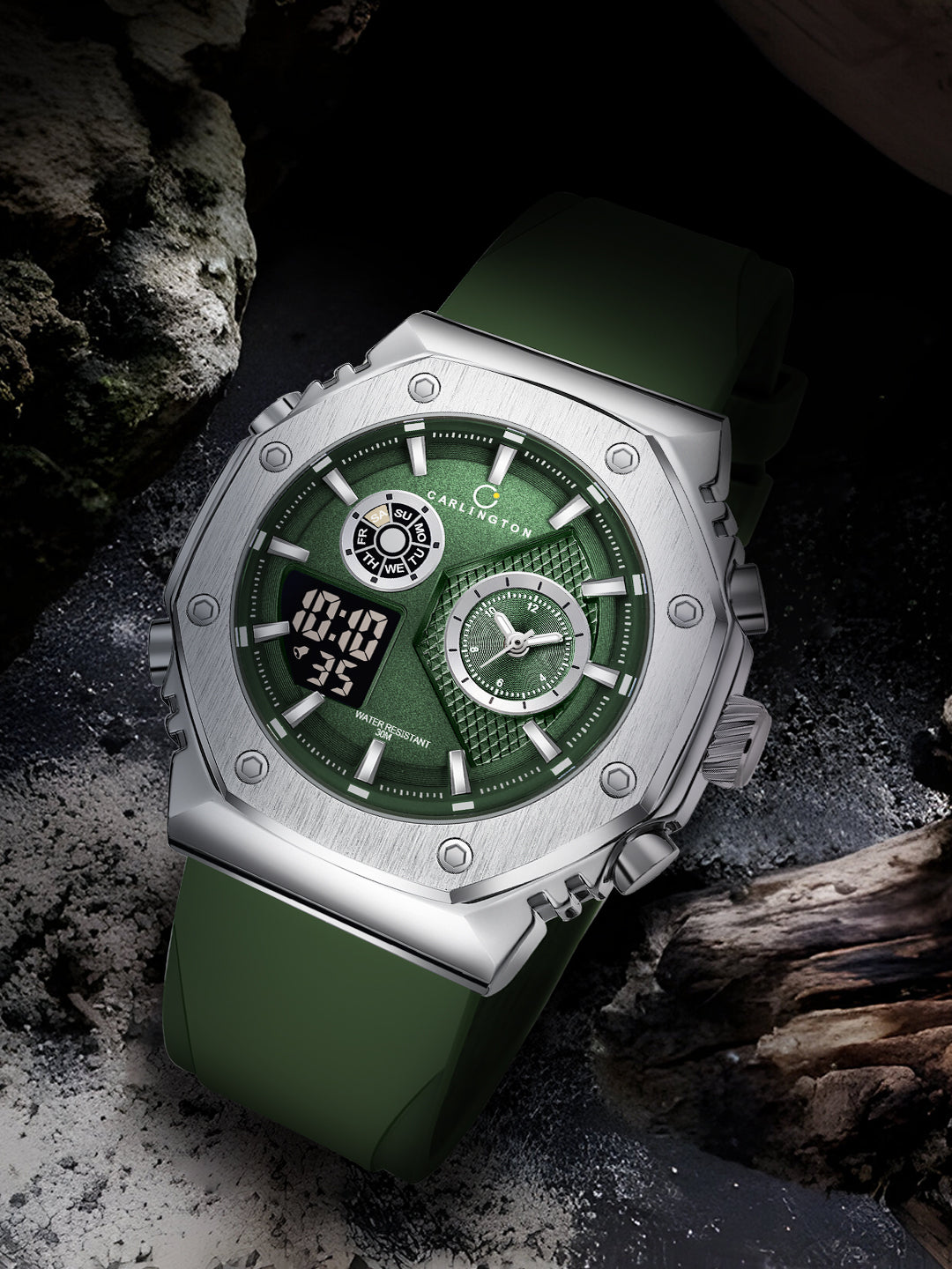 Exclusive 7711 Green Gents Analog Wrist Watch