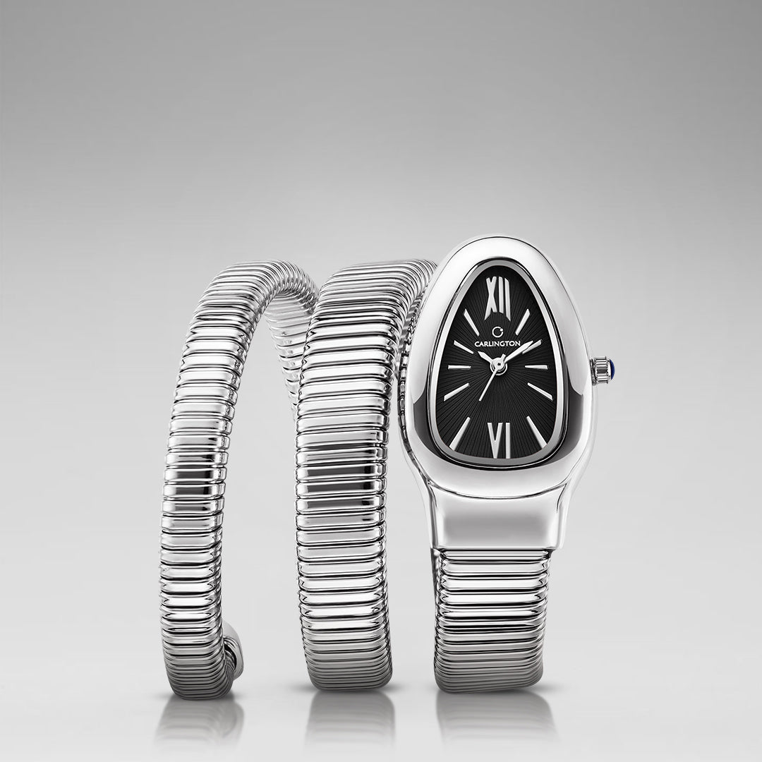 Carlington Elegant Snake Band Analog Women's Watch – Premium Stainless Steel Strap, Oval Designer Dial, Water-Resistant Ladies Watch for Party & Casual Wear Premium Gift Watch for Women