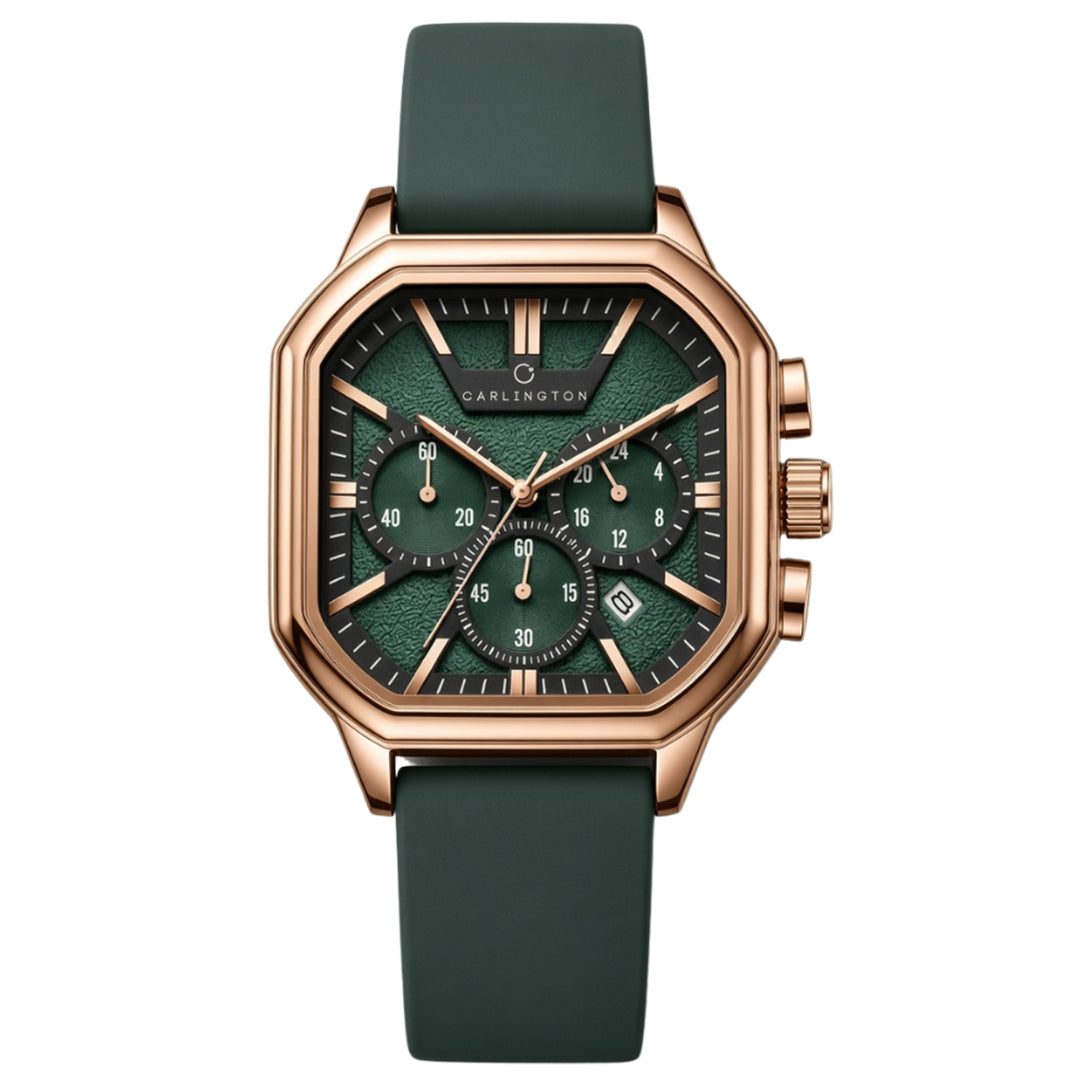 Carlington ASTRO 053 Geodetic Green – Premium Men's Chronograph-Style Analog Quartz Watch
