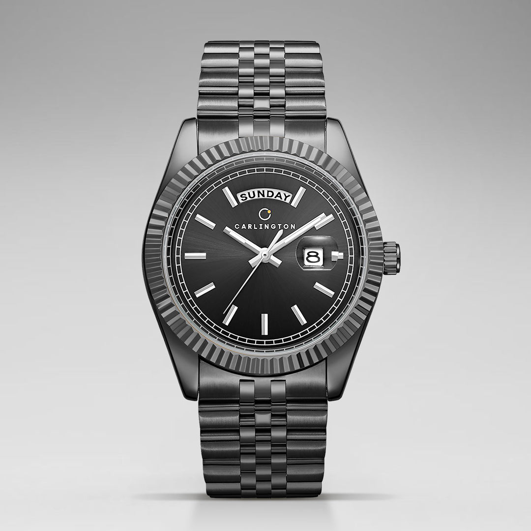 Carlington Analog Gents Watches with Stainless Steel Chain Strap | Day and Date Display | Premium Gift Watches for Men – Stylish Casual & Formal Wrist Watch - CT 8888