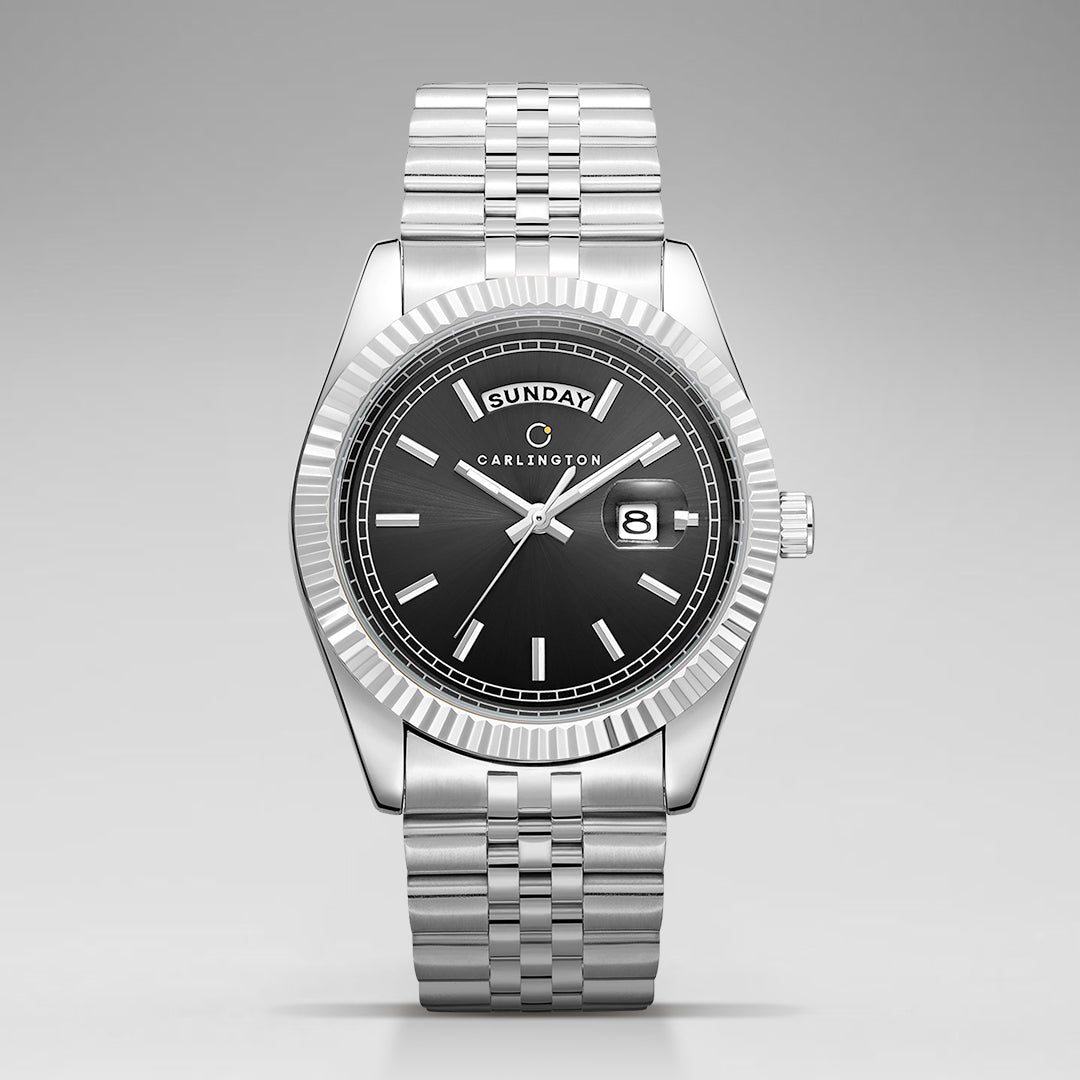 Carlington Analog Gents Watches with Stainless Steel Chain Strap | Day and Date Display | Premium Gift Watches for Men – Stylish Casual & Formal Wrist Watch - CT 8888