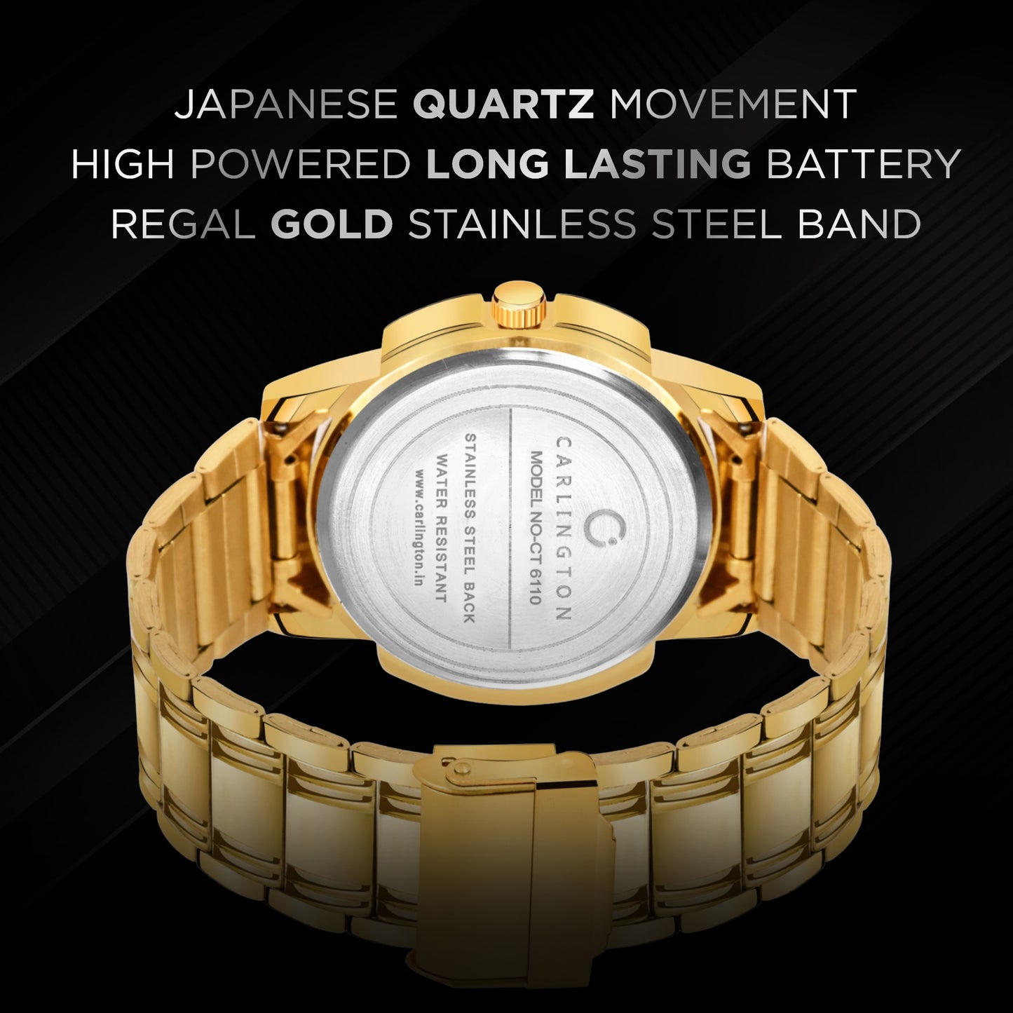 Carlington Men Stainless Steel Watch-CT6110 Gold
