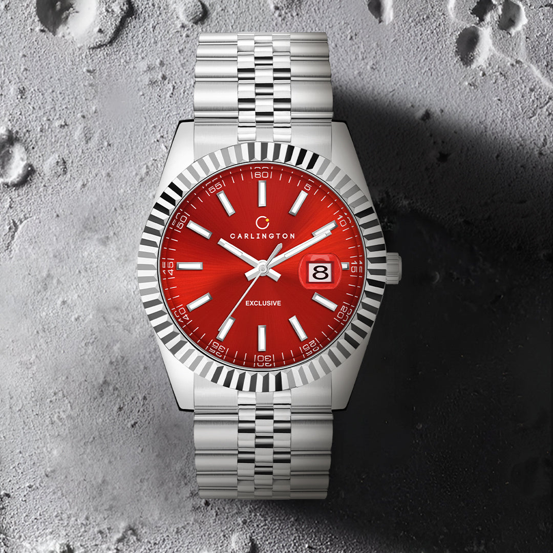 Carlington Analog Wrist Stainless Steel Watch For Men-Ct 8811 Red