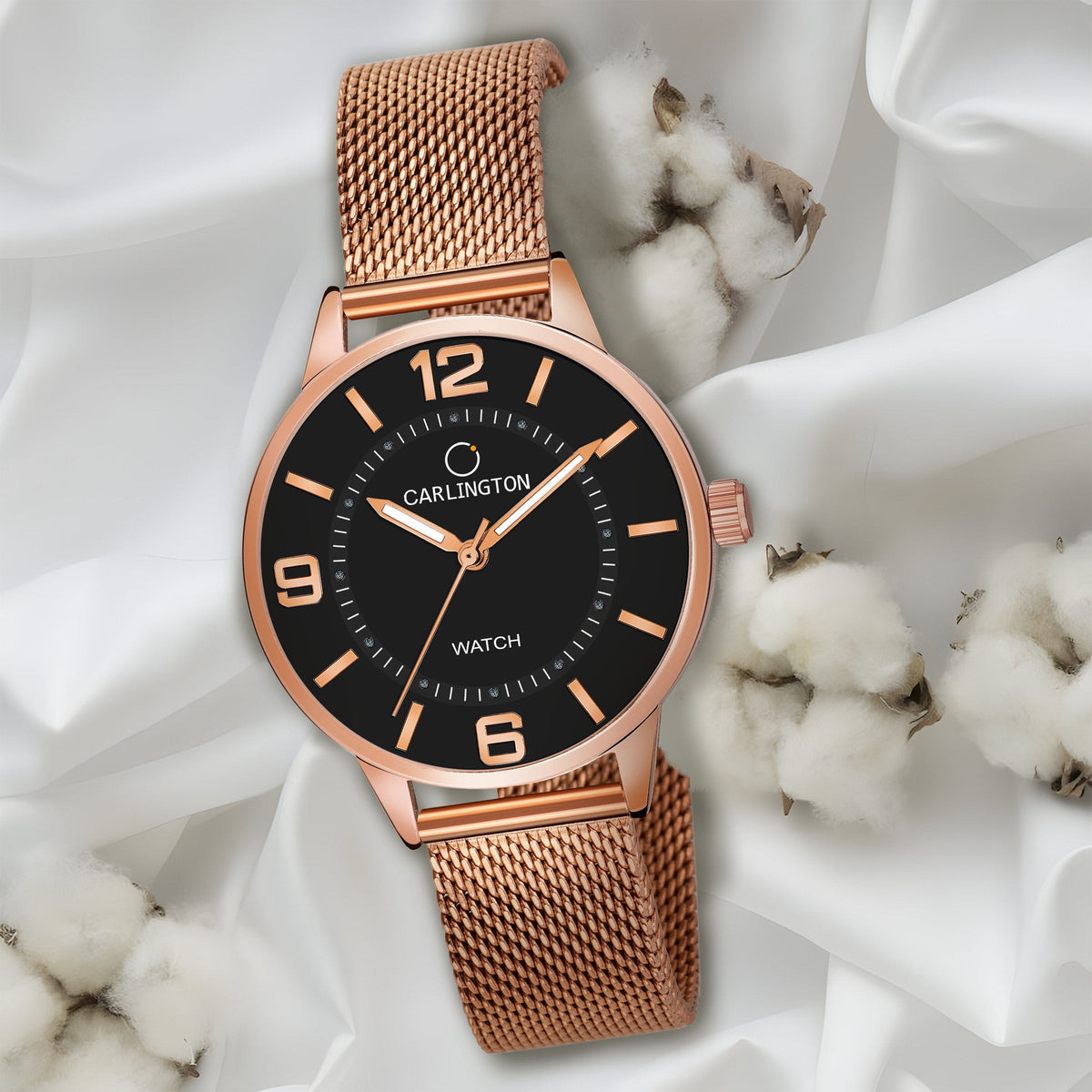 Carlington Elite Ladies Self Adjustable Mesh Strap Water Resistant Ana