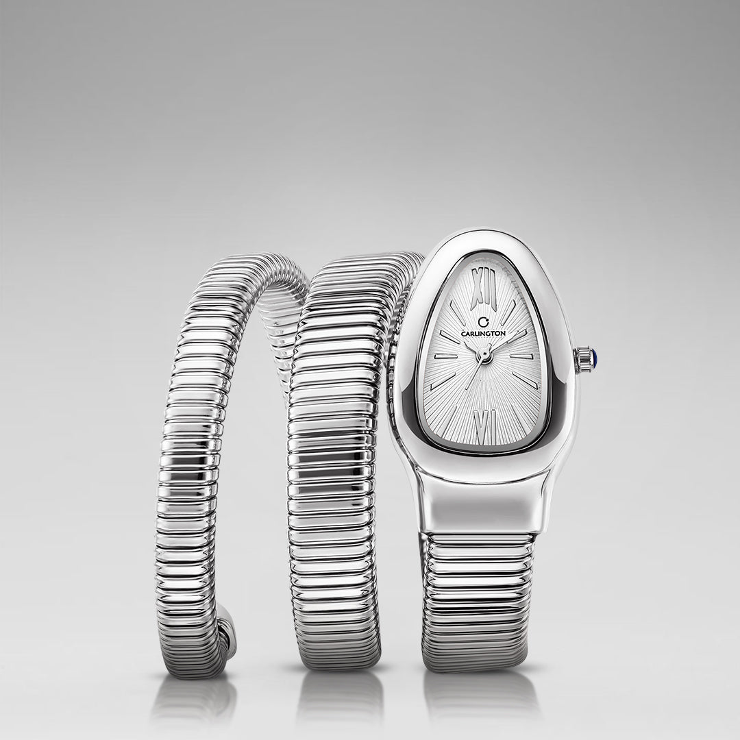 Carlington Elegant Snake Band Analog Women's Watch – Premium Stainless Steel Strap, Oval Designer Dial, Water-Resistant Ladies Watch for Party & Casual Wear Premium Gift Watch for Women