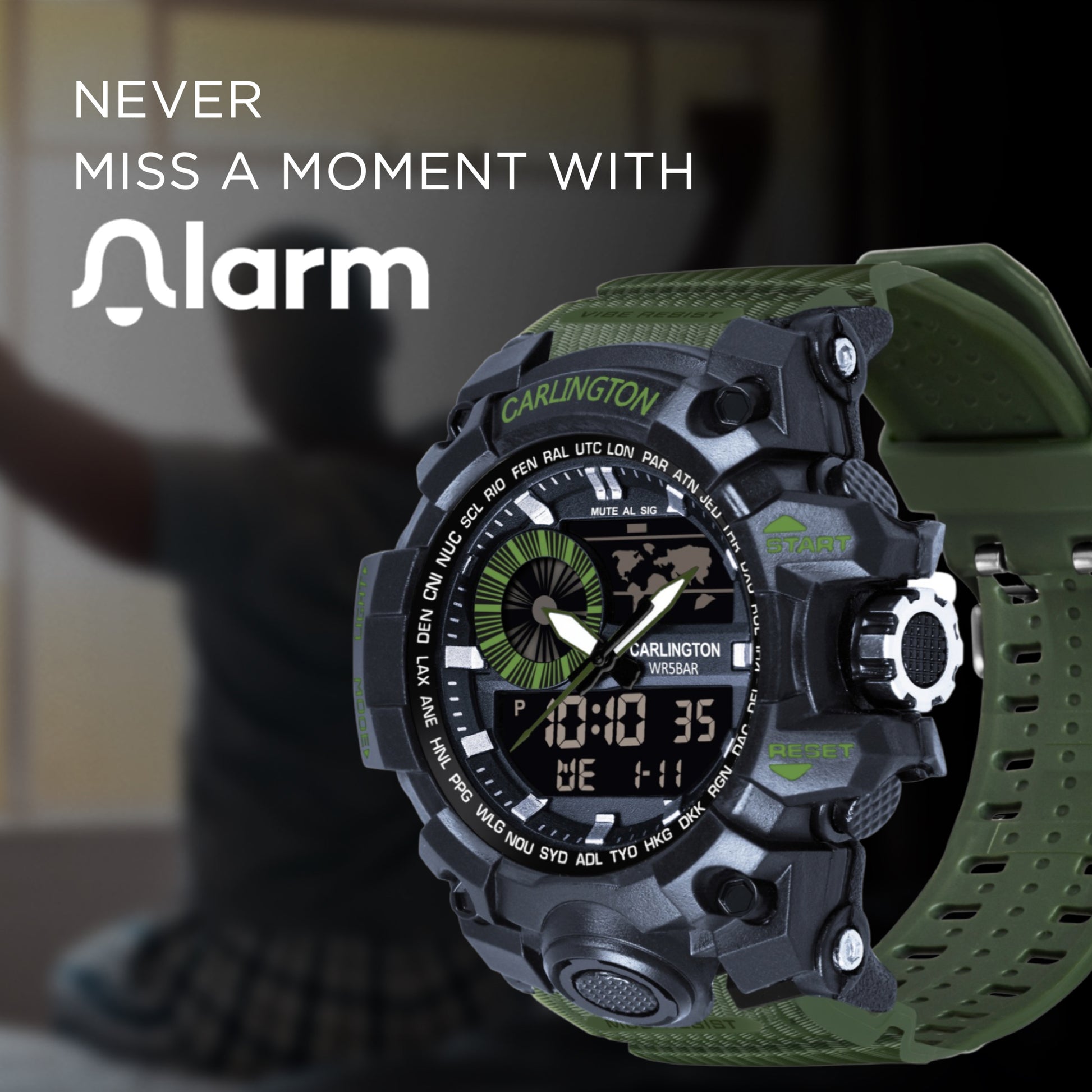 Carlington Analog-Digital Watch - 3388 Green