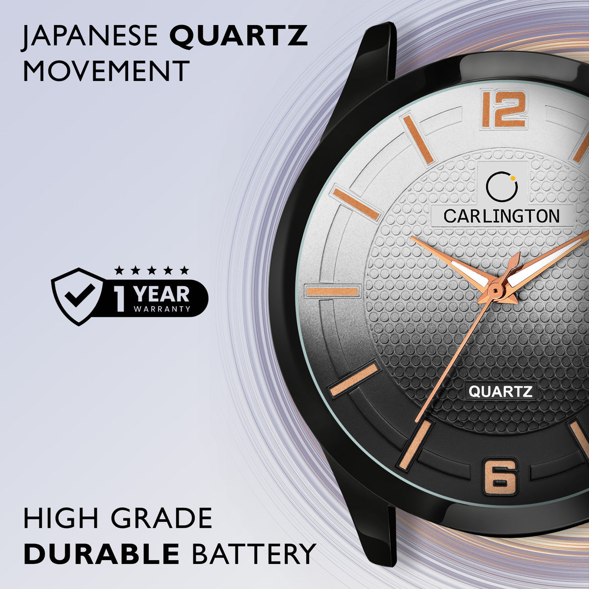 Carlington Elite CT1010 Water Resistant Leather Watch With Date Displa