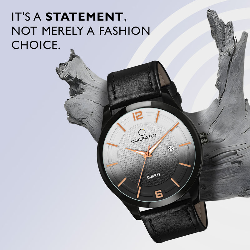 Carlington Elite CT1010 Water Resistant Leather Watch With Date Displa