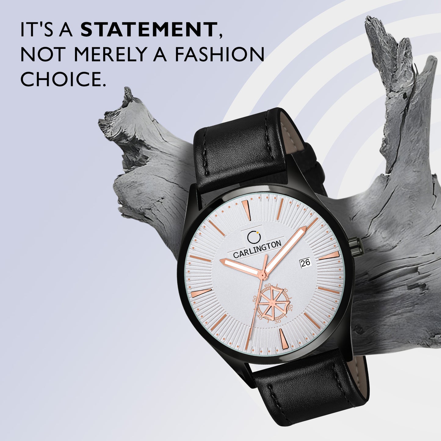 Carlington Elite CT1020 Water Resistant Leather Watch With Date Display- For Men